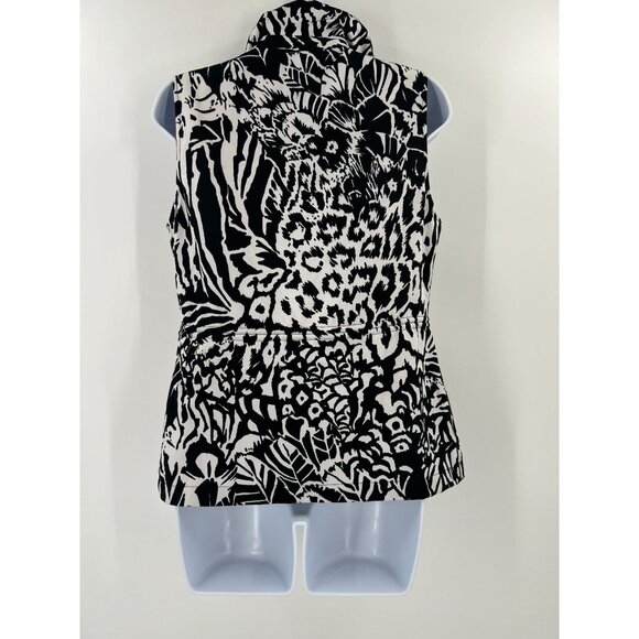 Chico's Women 0 (US S) Zebra Print Sleeveless Zip-Up Vest Jacket Layering - Picture 2 of 6